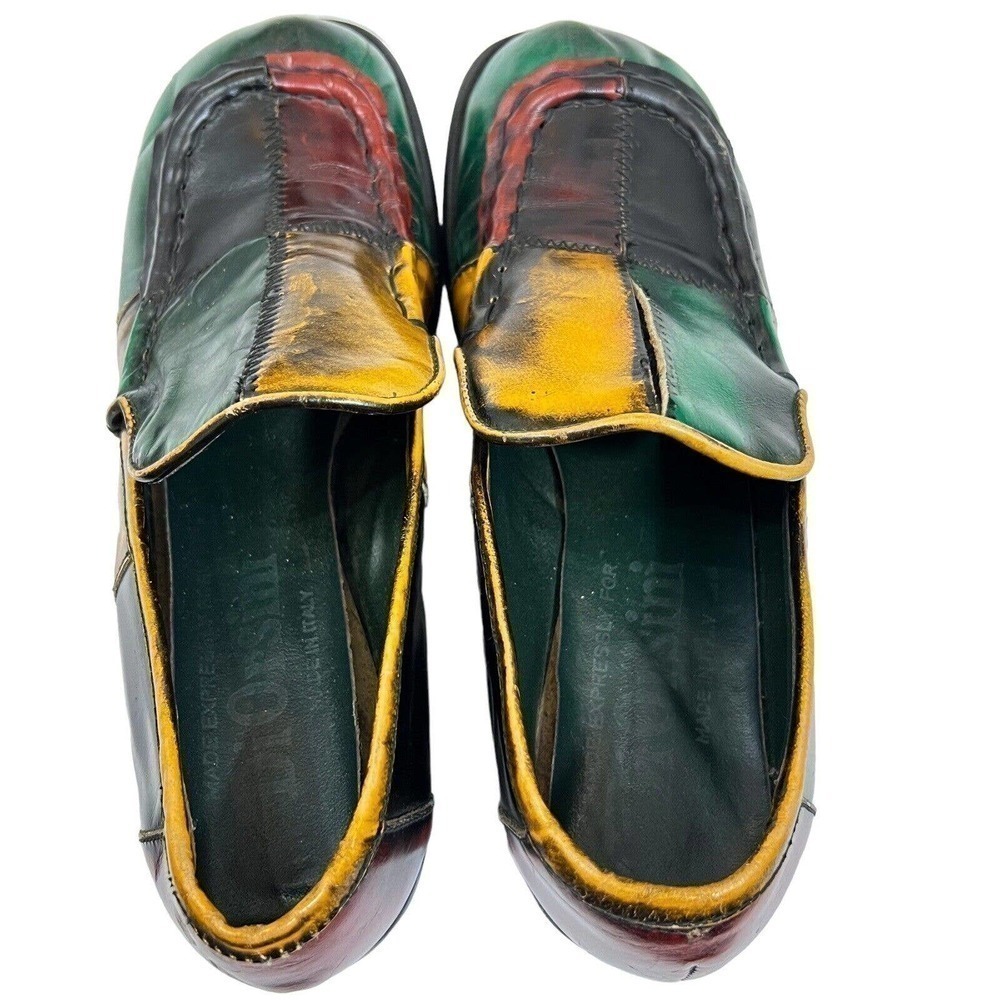 Di Orsini Vintage Italian Leather Color Block Loafers Size 8.5 - Picture 6 of 15